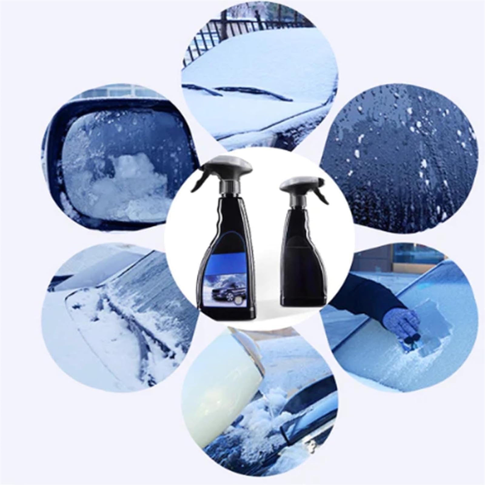Auto-Glas-Enteisungs- und Frostschutzspray, Windschutzscheiben-Enteiser-Spray, Eisentferner, Schmelzspray, für Auto-Windschutzscheiben, Scheibenwischer und Spiegel (2 Stück)