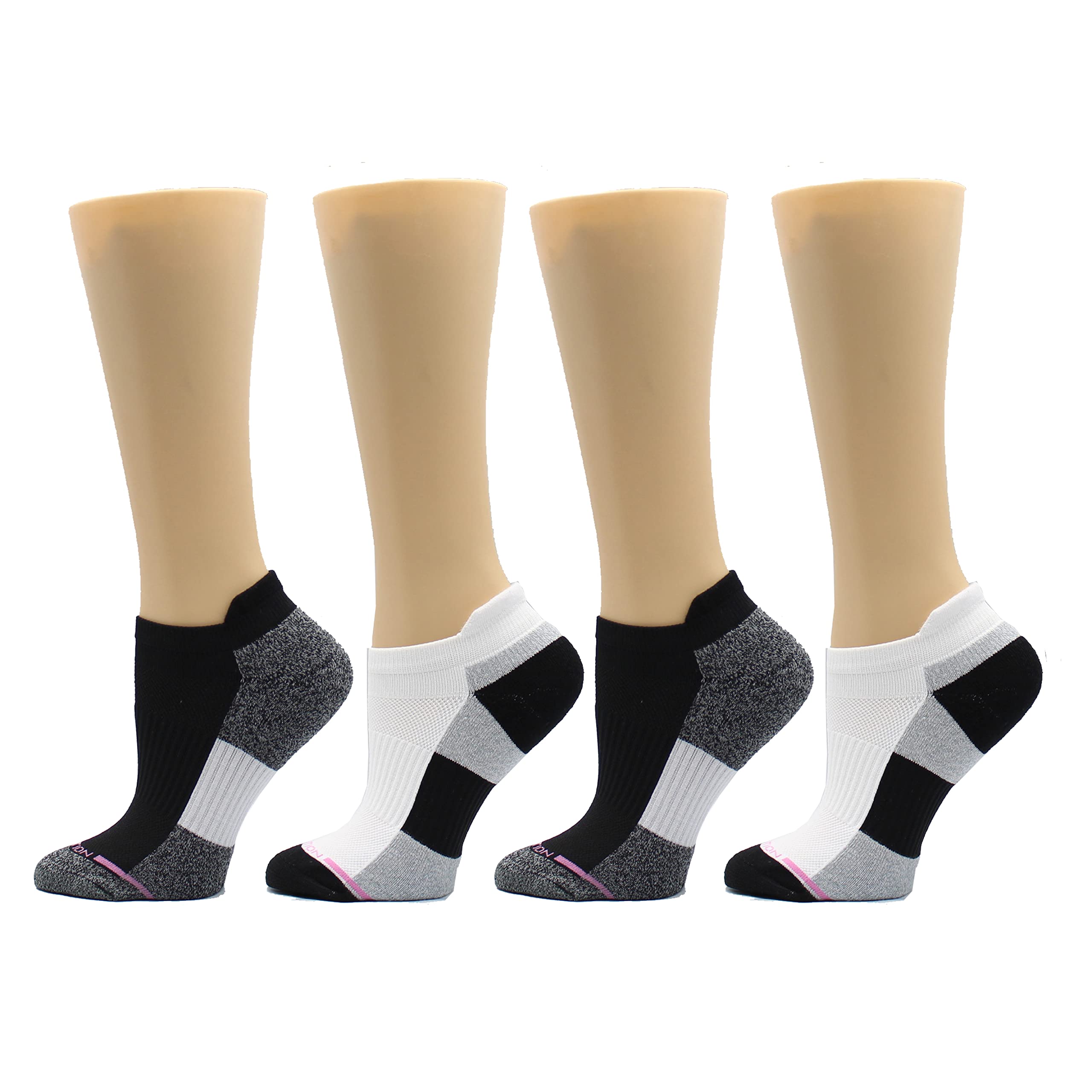 Dr. Motion 4 Pairs Womens Low Cut Cushioned Breathable Compression Ankle Socks with Arch Support