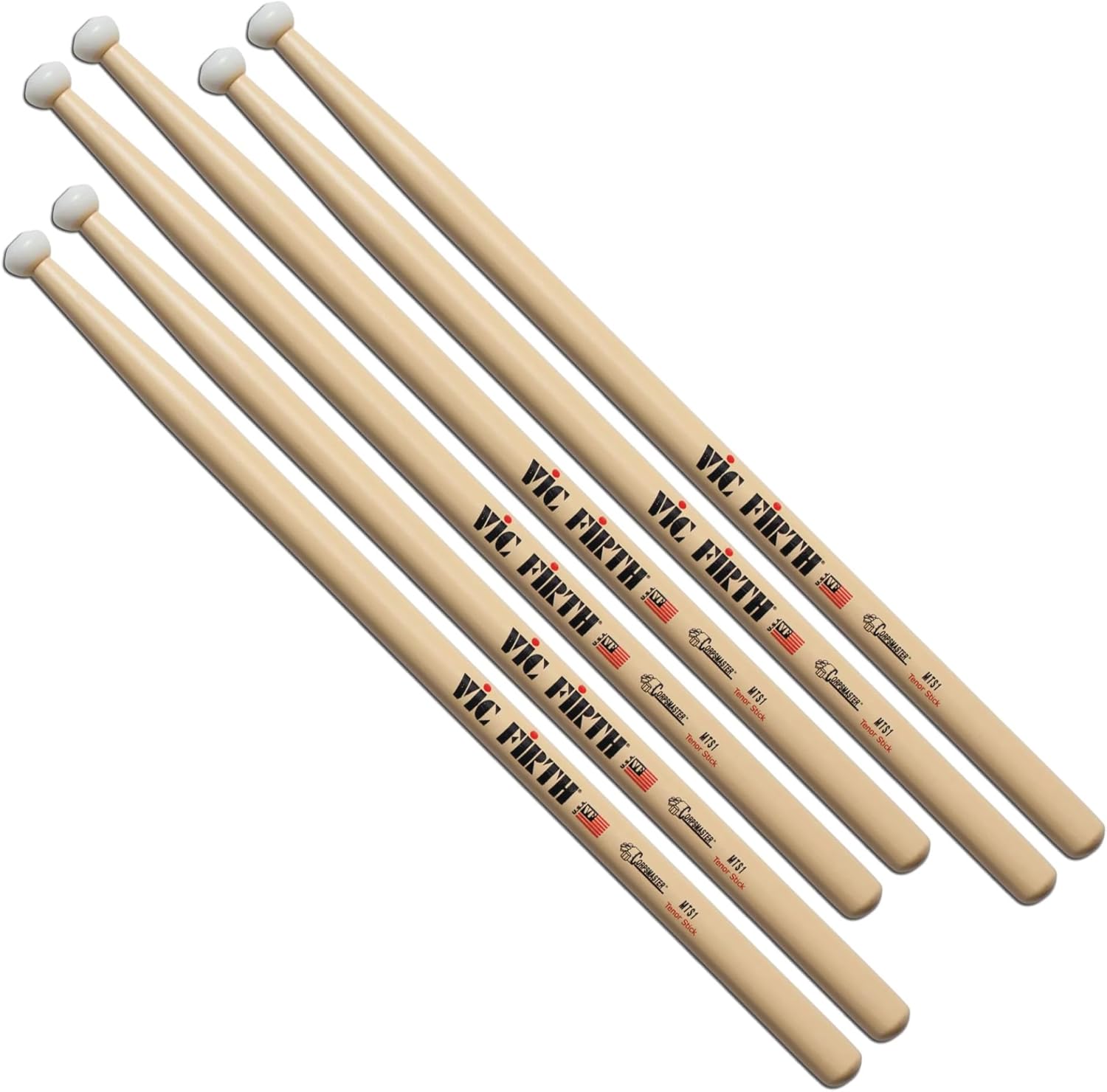Vic Firth Corpsmaster MTS1 Multi-Tenor Drumsticks - Pack of 3 Pairs