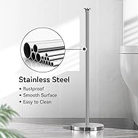 Vista 5 de Soporte para papel higiénico (con función de reserva), soporte de almacenamiento de rollos de repuesto independiente, acero inoxidable, diseño