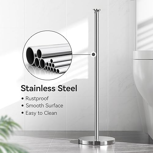 Miniatura 5 de Soporte para papel higiénico (con función de reserva), soporte de almacenamiento de rollos de repuesto independiente, acero inoxidable, diseño