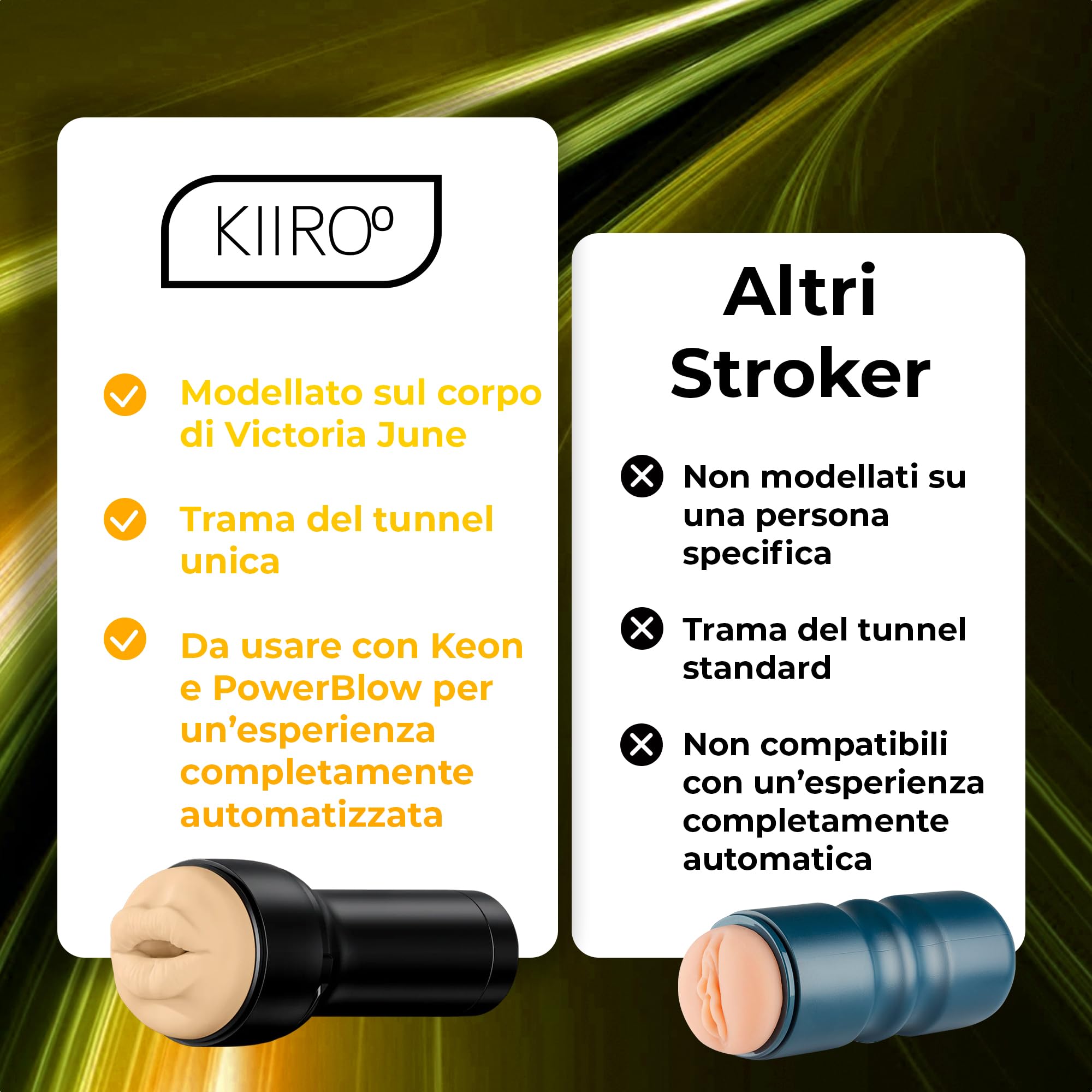 KIIROO Victoria Mouth – FeelStar Masturbatore Uomo, Modellato da Parti del Corpo Reali – Morbido, Simile alla Pelle – Ottimizzato per Keon e PowerBlow