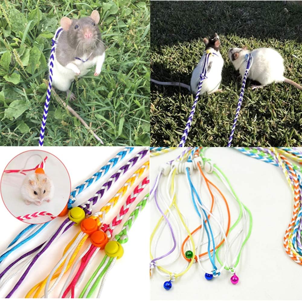 Adjustable Rat Leash Hamster Leash with Bell Harness for Ferret Mouse Squirrel Small Animal (Random)
