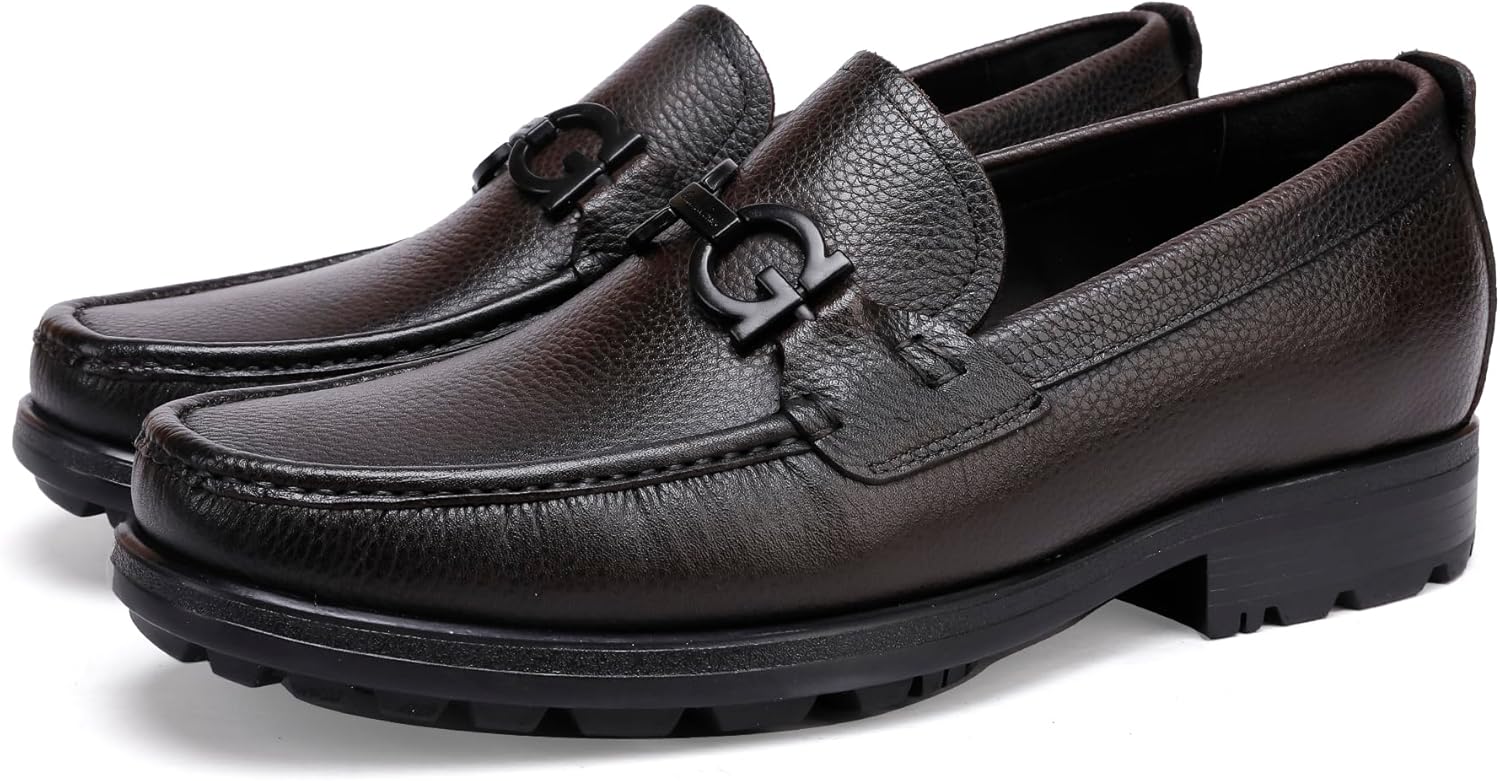 Men's Formal Leather Dress Shoes Business Handmade Buckle Slip On Penny Loafer Wedding Party Shoes for Men - Image 6