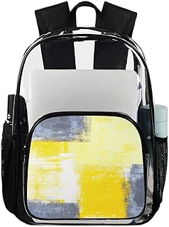 Mochila transparente de pintura de arte moderna, mochila transparente impermeável com padrão de arte moderna mochila transparente de PVC com alça de ombro reforçada para escola, trabalho, viagens, Multicor