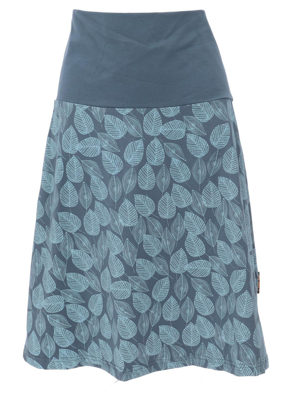 Minirock aus Bio-Baumwolle, Boho Tellerrock Herbstlaub Print, schwarz
