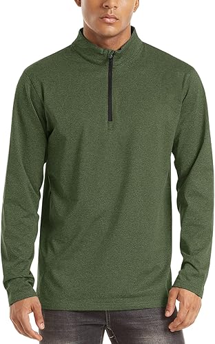 Miniatura 2 de TACVASEN Sudaderas de golf de manga larga con cremallera de 14 para hombre, con forro polar de invierno, camisa térmica