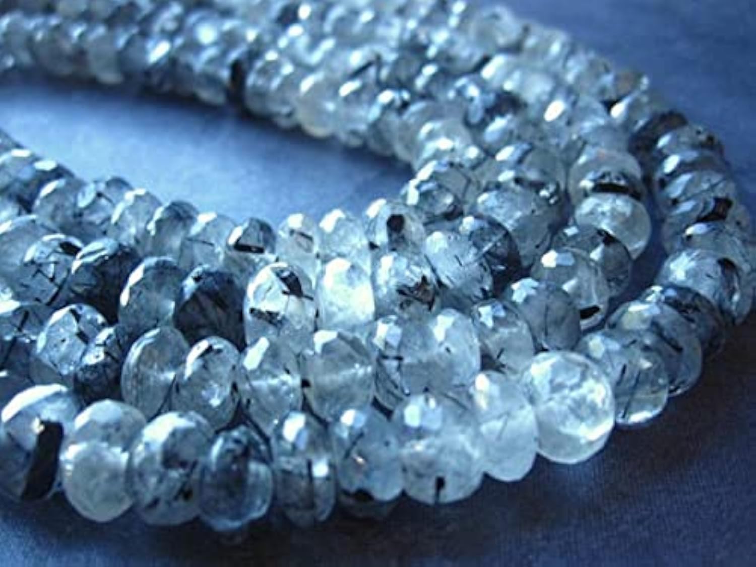 Quartz tourmaline perles facettées 8mm en fil de 16cm de qualité gemme pour joaillerie
