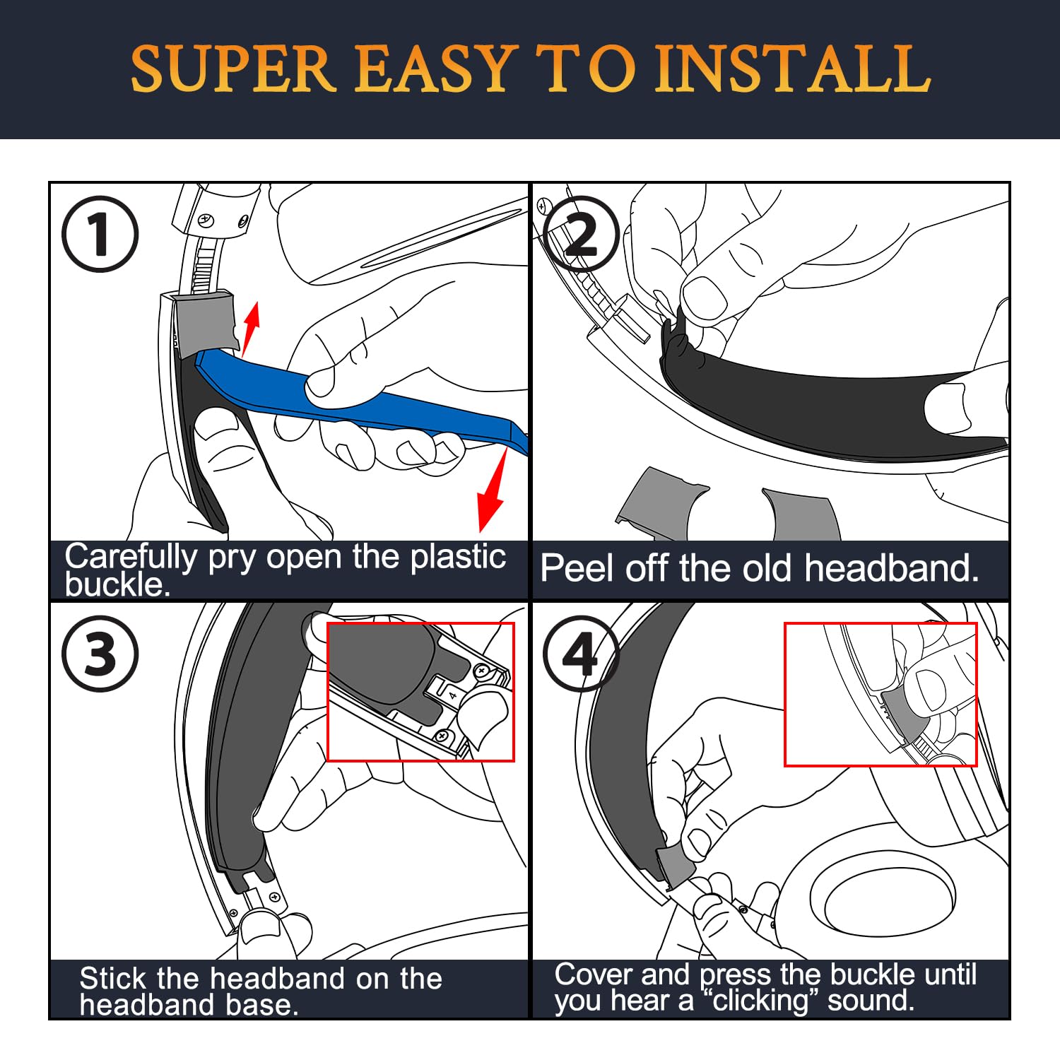 SOULWIT Replacement Headband Pad Kit for Hyperx Cloud Flight/Flight S/CloudX Flight Headphones, Easy DIY Installation - Image 3