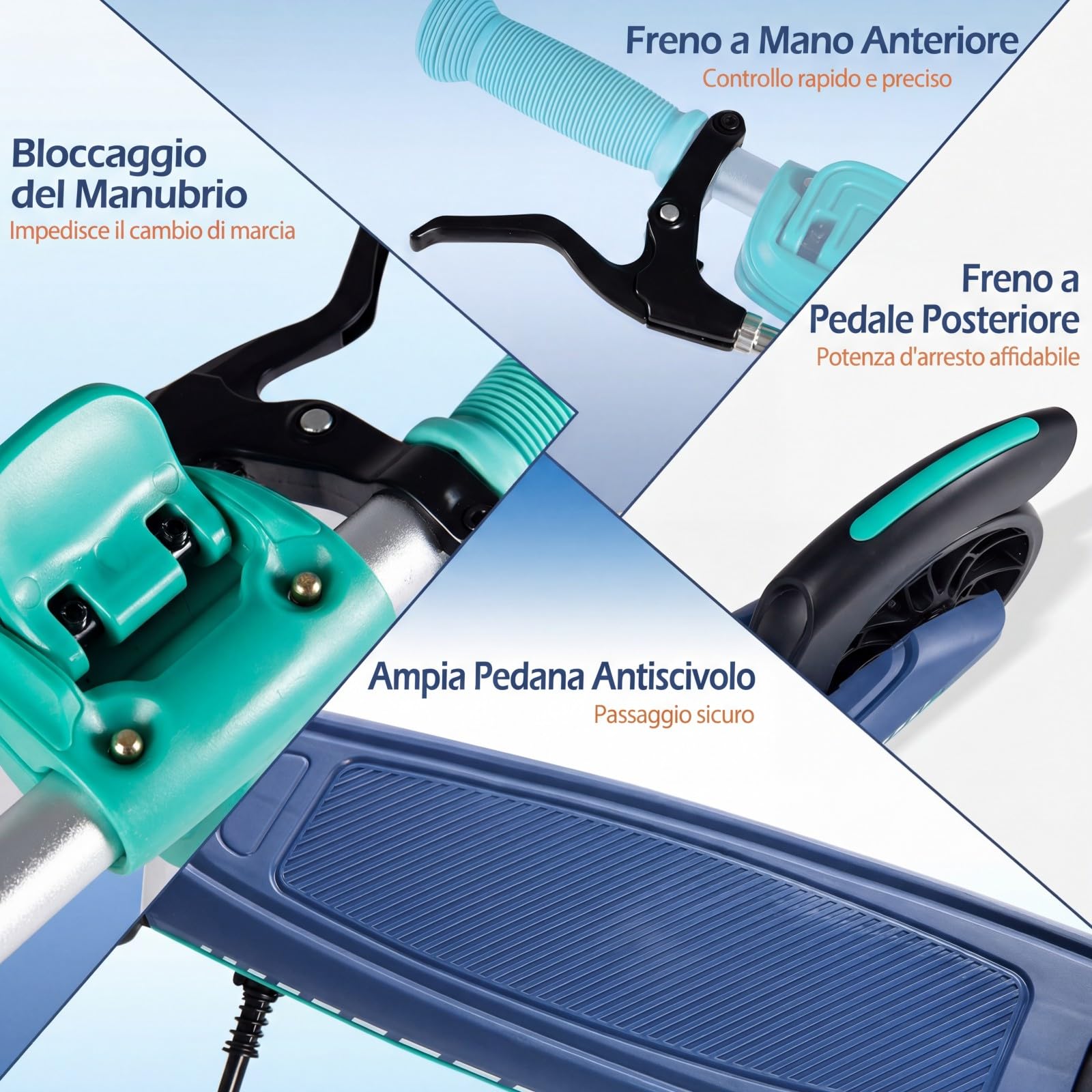 COSTWAY Monopattino Pieghevole con 2 Ruote Luminescenti, Manubrio Regolabile su 3 Altezze, Freno Posteriore, Cavalletto, Telaio in Alluminio Leggero e Pedana Antiscivolo, per Adulti e Bambini