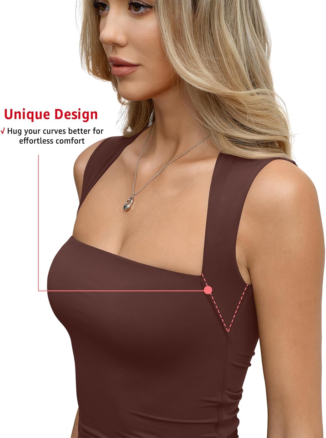 Womens Double Lined Square Neck Tank Tops Basic Slim Fit Sleeveless Shirts Y2K Summer Going Out Outfits 2026 - Image 3