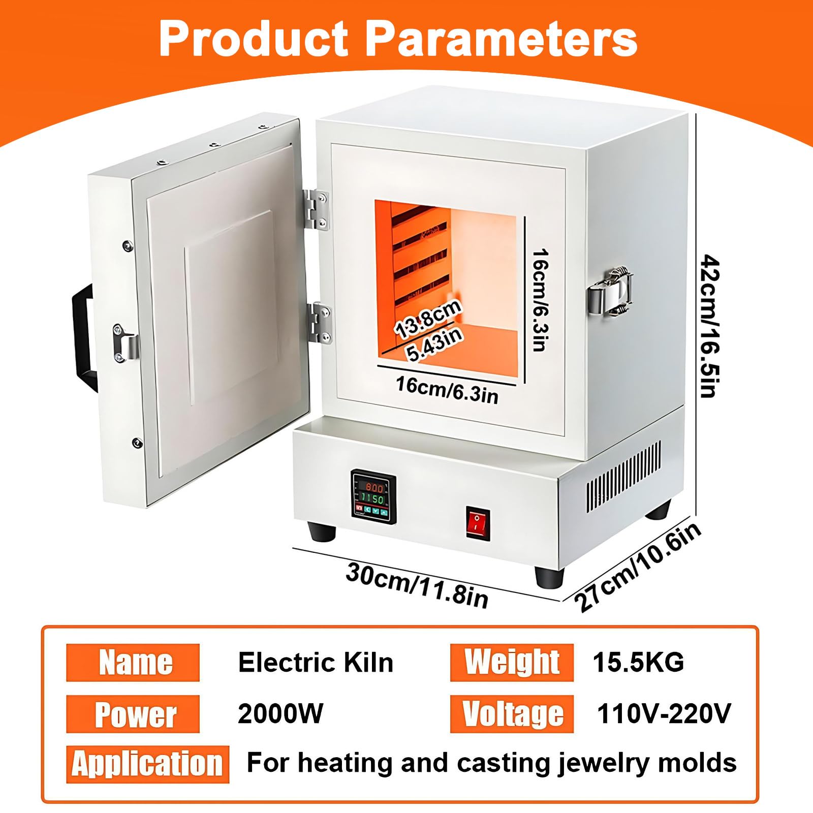 Horno de Mesa Pro para Cerámica - Horno Eléctrico para Cerámica 1150°C con Pantalla Digital y Calentamiento 4 Lados - para Estudio Hogar, Pequeñas Series, Desencerado, Recocido