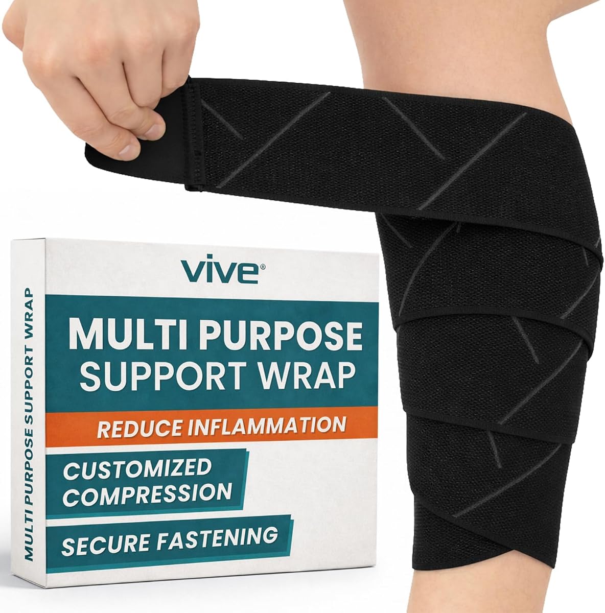 Rodillera elástica Vive: soporte para tobillo, pie, pantorrilla y muñeca para aliviar el dolor | Vendaje de compresión para piernas, edema, levantamiento de pesas, deportes, fascitis plantar (talla única)