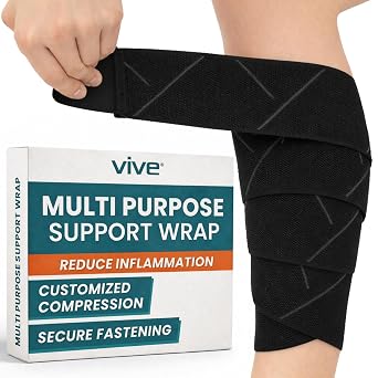 Vive Elastic Knee Wrap - Ankle, Foot, Calf & Wrist Support for Pain Relief - Compression Bandage for Legs, Edema, Weightlifting, Sports, Plantar Fasciitis One Size