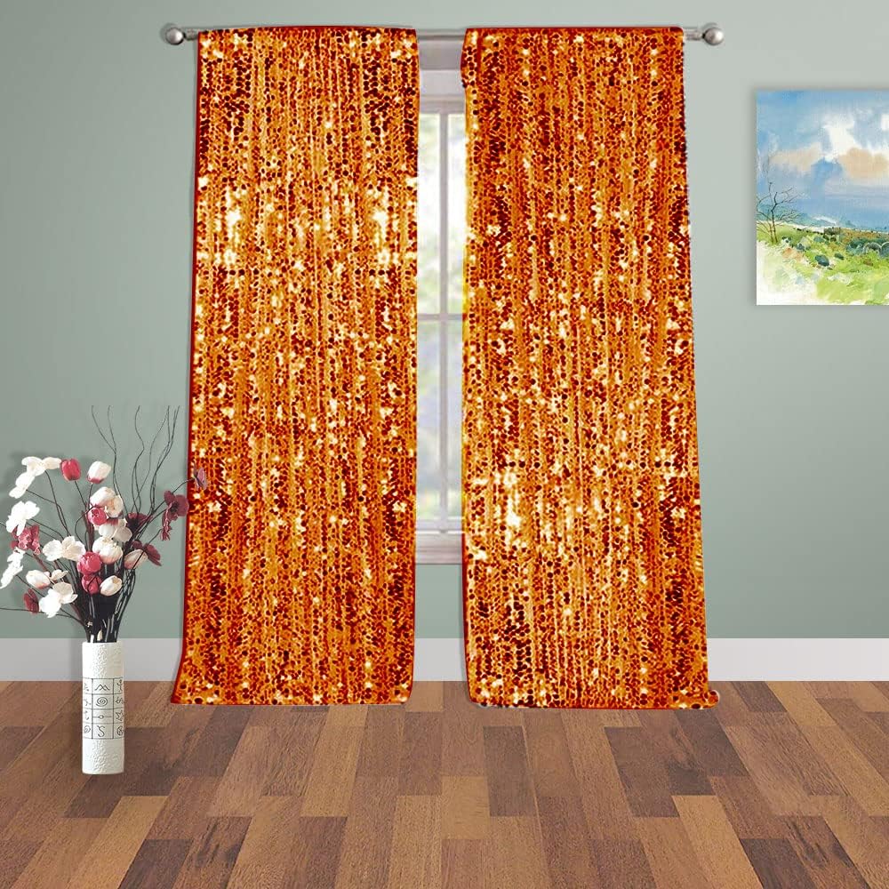 YCC 9X8FT Orange Big Sequin Curtain 18MM Sequin Backdrop