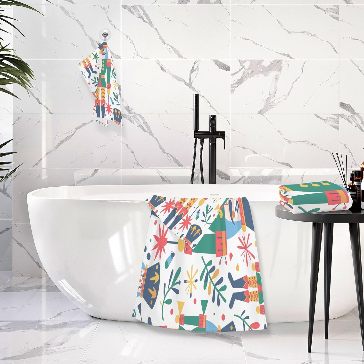 Hand Towels Premium Soft and Highly Absorbent Christmas Nutcracker Vector 2 Pcs Towels for Bathroom Set 100% Cotton Decorative Face Towels