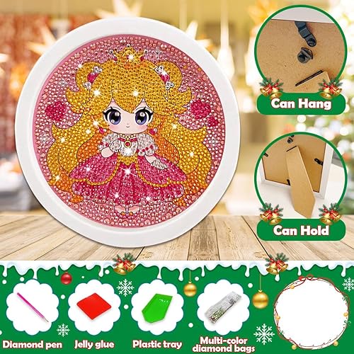 Miniatura 4 de wiascdo Kit de pintura de diamantes, suministros de arte, pintura de diamante 5D para adultos principiantes, marco de madera, artes y manualidades,