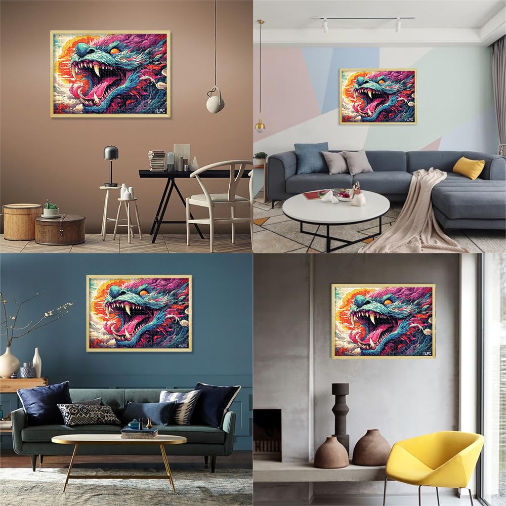 Puzzle da 2000 pezzi per adulti, puzzle di cartone animato bestia con pezzi di forme casuali completamente ad incastro, 27,56 "x 39,37"