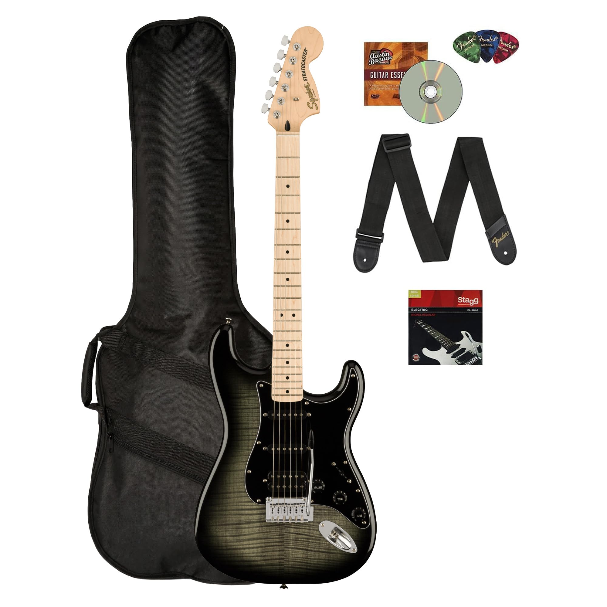 Amazon.com: Fender Squier Affinity Stratocaster FMT HSS - Black