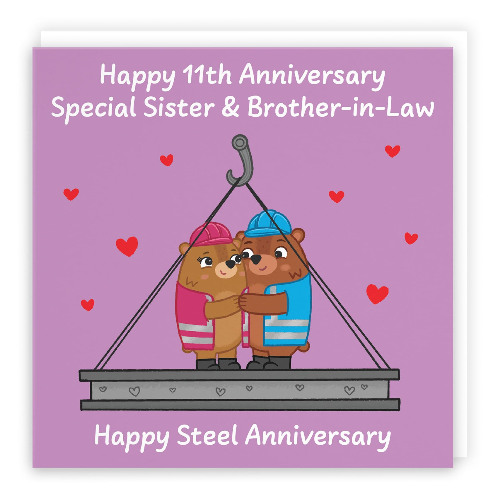 Hunts England, Sister And Brother In Law 11th Anniversary Card, Steel Anniversary, 11 Years