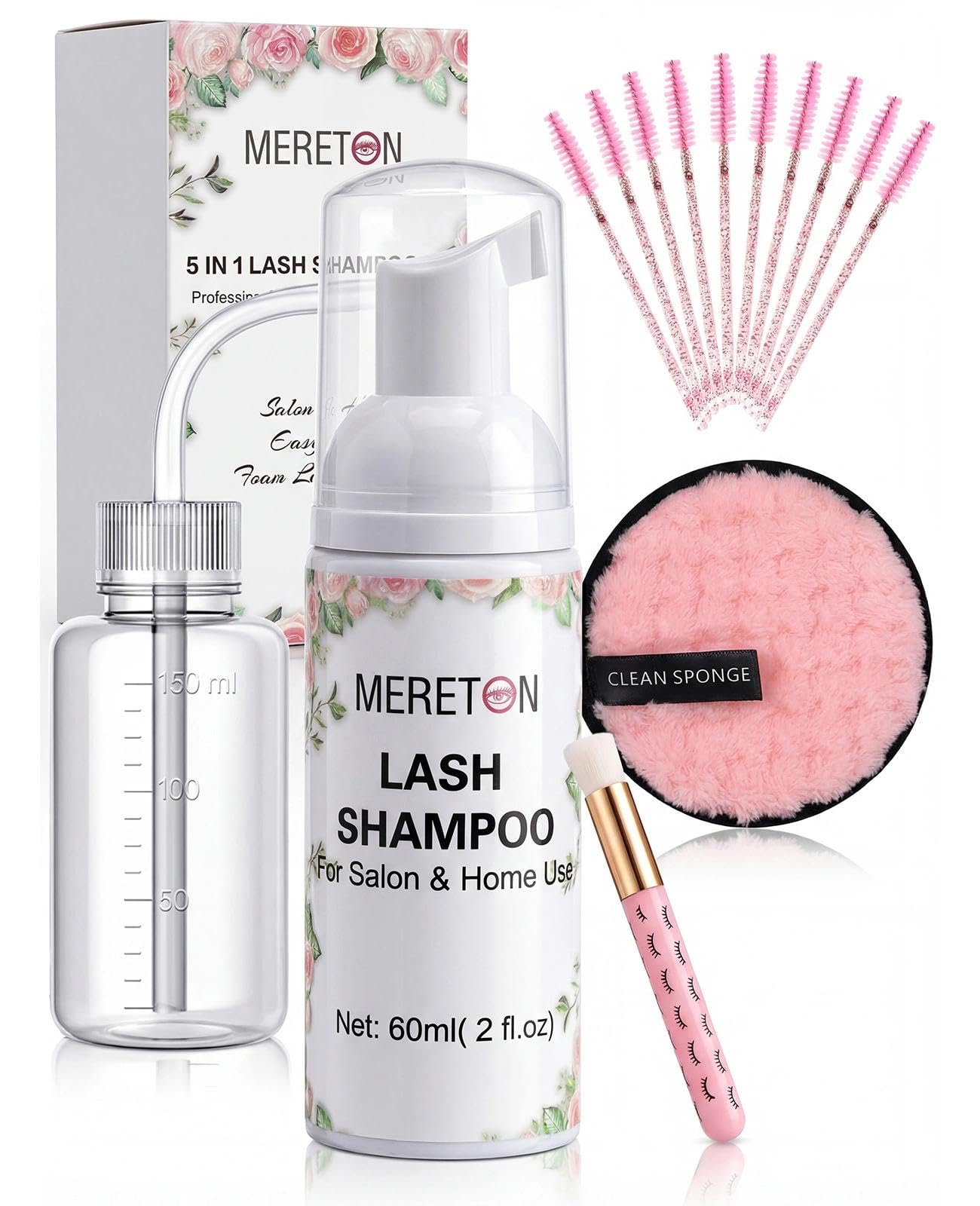Amazon.com: MERETON Lash Shampoo Kit for Lash Extensions, Eyelash