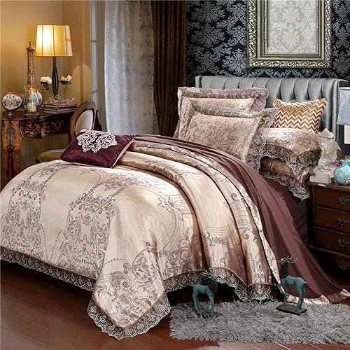 Miniatura 4 de Juego de edredón doble, funda de edredón de algodón 2020, seda modal jacquard, traje de cuatro piezas, gris plateado, tamaño Queen