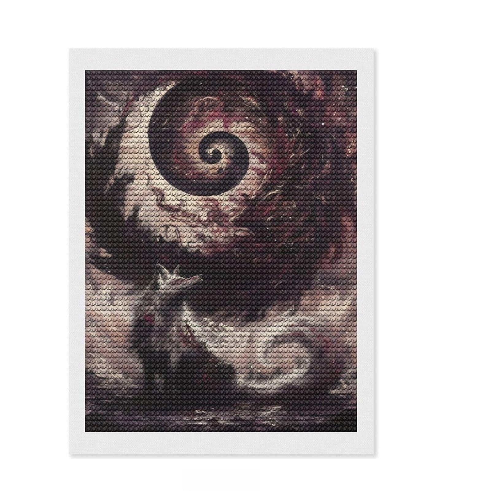 Junmoney Wolf and Spiral Galaxy Round Drill Diamond Painting 12"x16", for Women, Neat Printed Canvas, Festive Craft Gift, Boho Decor, Printed Canvas