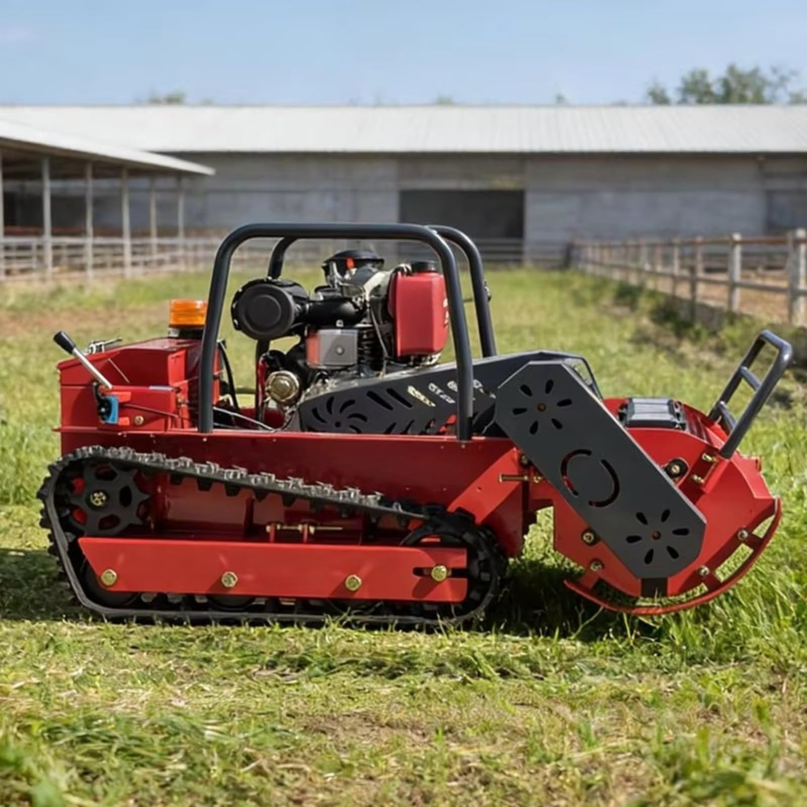 Cortacésped remoto inalámbrico, cortador de césped RC con accionamiento de orugas para pendientes y suelo irregular, cortacésped de fácil control para mantenimiento de patio y granja