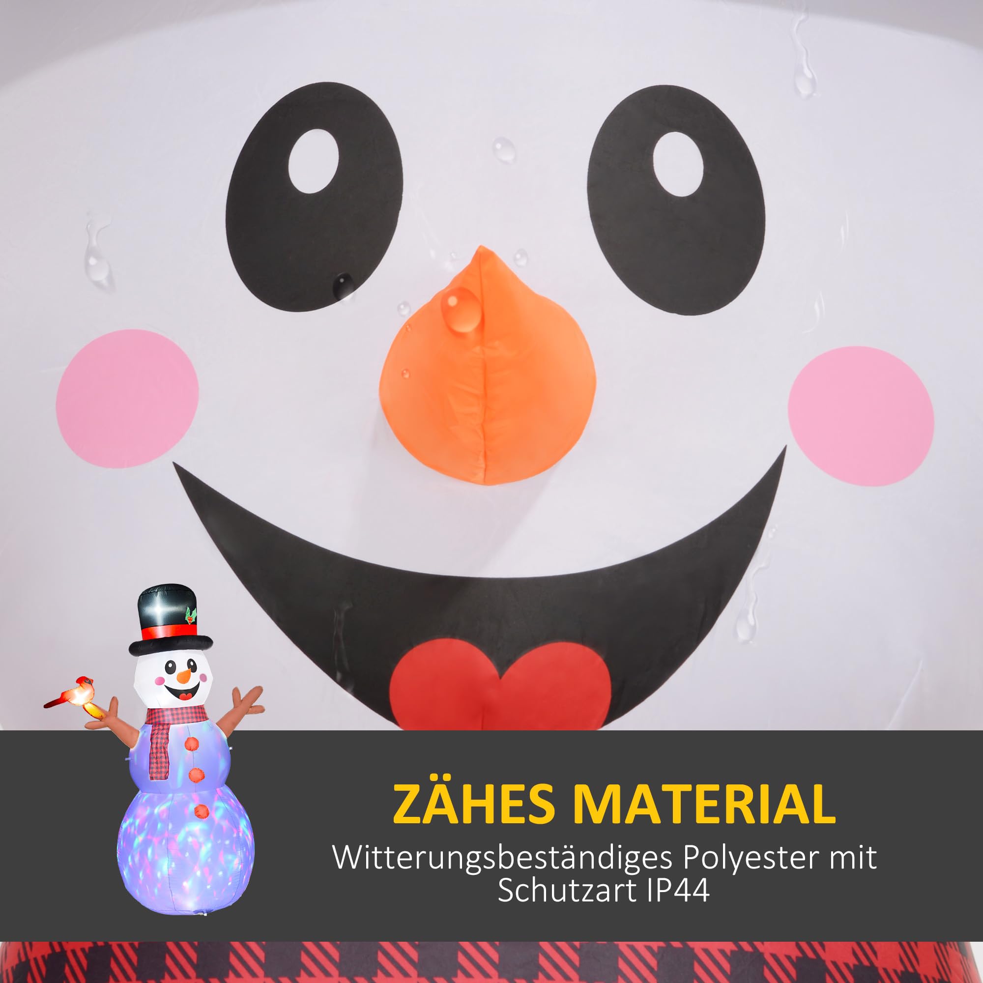 Outsunny Aufblasbar Weihnachtsdeko 2,4 m Schneemann mit LED-Beleuchtung