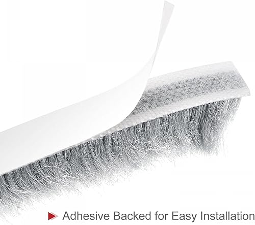 Miniatura 3 de uxcell Burlete de agua, 26 pies de largo x 0.35 pulgadas de ancho x 0.6 pulgadas de alto, sello autoadhesivo, burlete de barrido, cepillo gris para