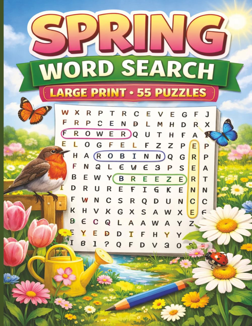 Spring Word Search Puzzles Large Print: 55 Puzzles