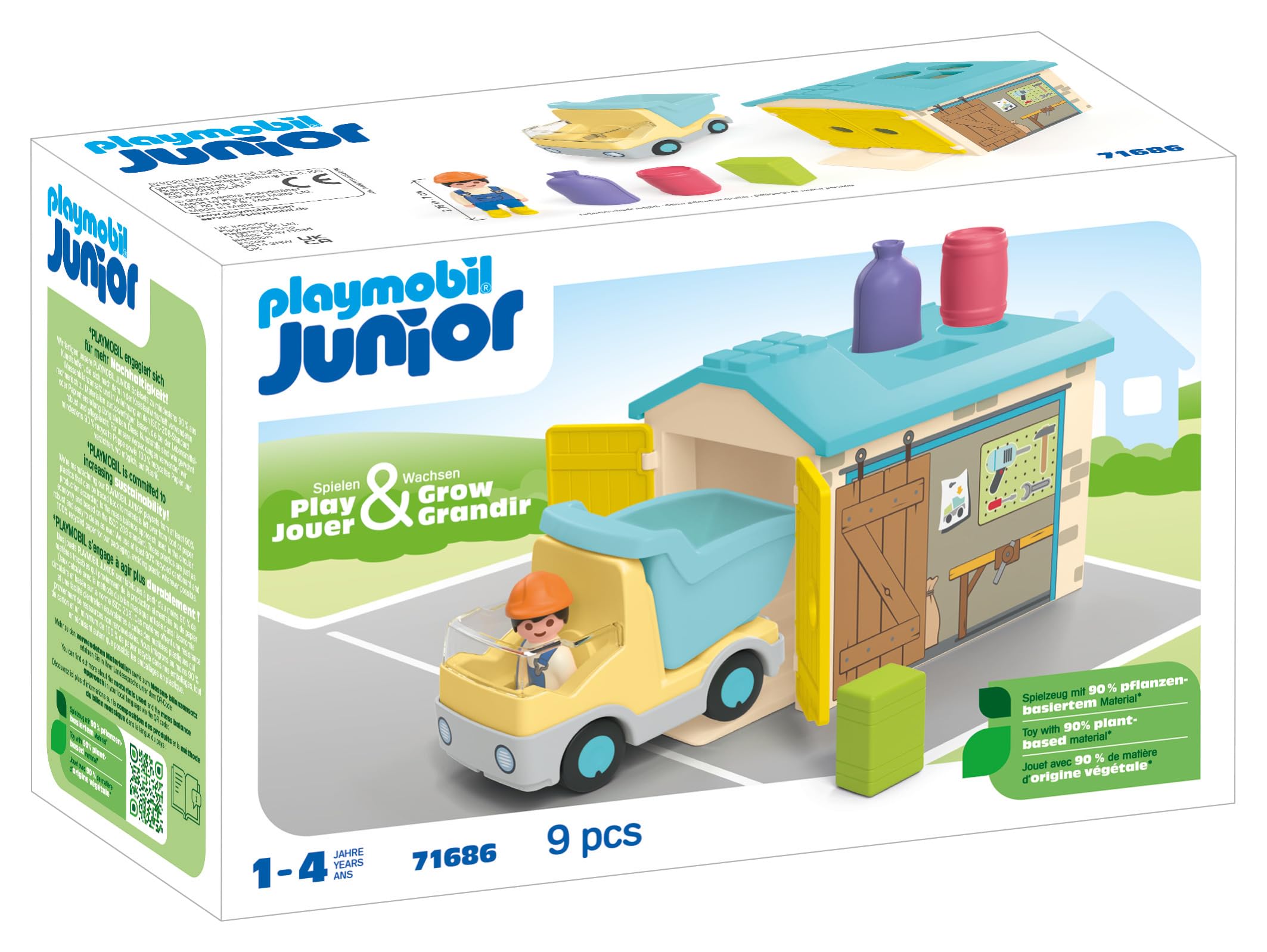 Playmobil 71686 JUNIOR: Truck with Sorting Garage, educational toy, made from over 90% plant-based plastics - Image 2