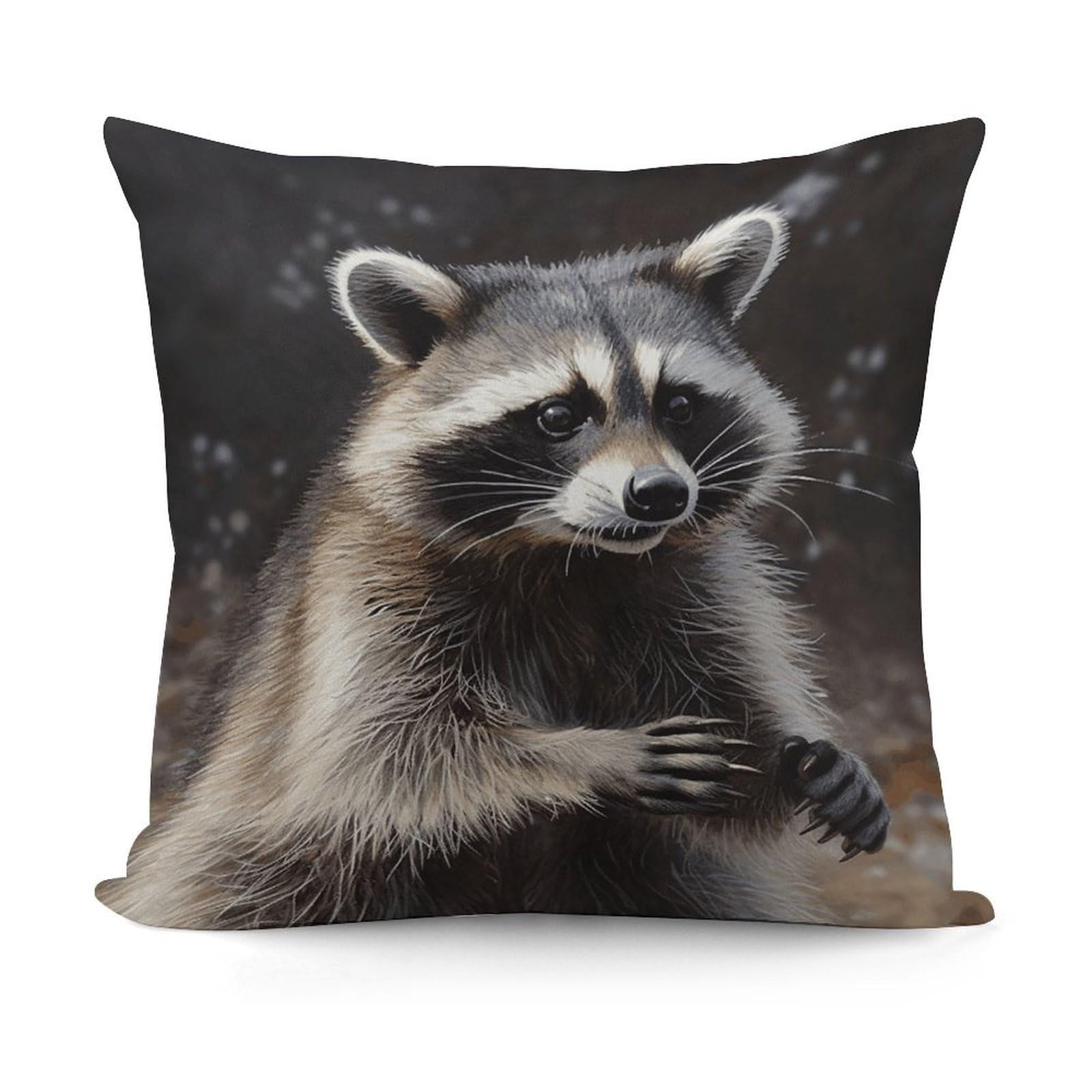VstaDank Decorative Raccoon Throw Pillow Covers Luxury Soft Pillowcases Fluffy Plush Accent Pillow Cases Personalized Square Lumbar Pillows Shells for All Seasons 18" X 18"