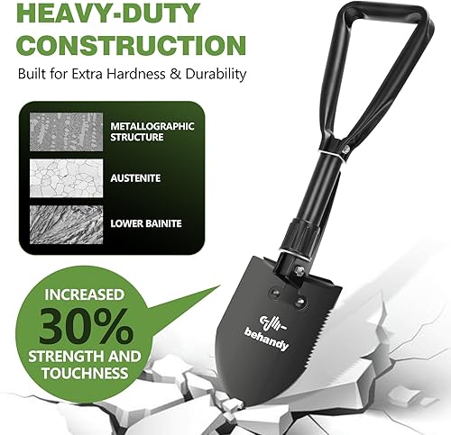 Miniatura 6 de Pala plegable de 18.5 pulgadas, pala plegable para nieve de automóvil, pala de campamento y pico, herramienta de entrenamiento militar para