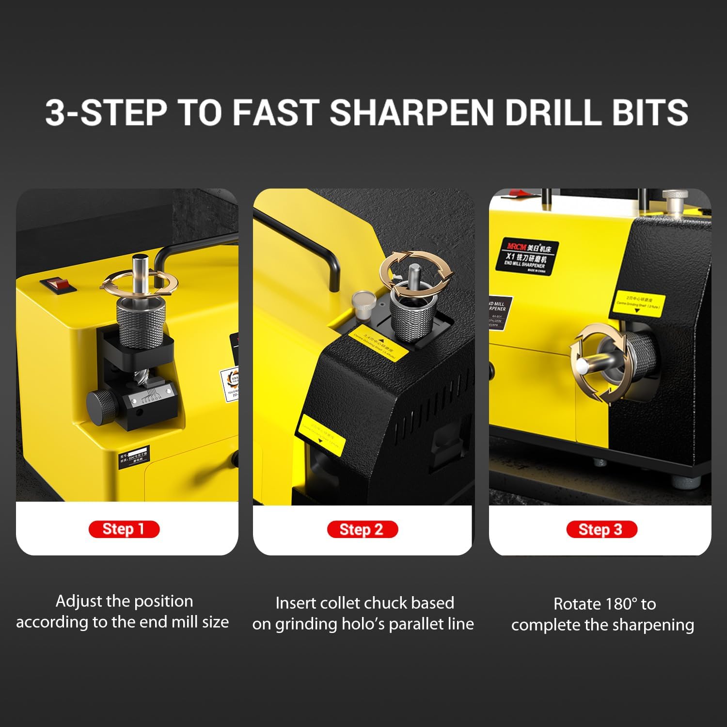 MRCM End Mill Sharpeners Grinding Machine 4-14mm CNC Router bit Sharpener for 2 3 4 Flute(MR-X1)