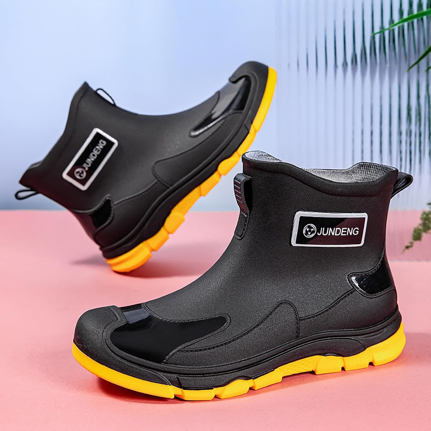 Women's Rain Boots Wide Width Lightweight Rubber Boots Non-Slip Waterproof Outdoor Work Shoes for Boating Camping