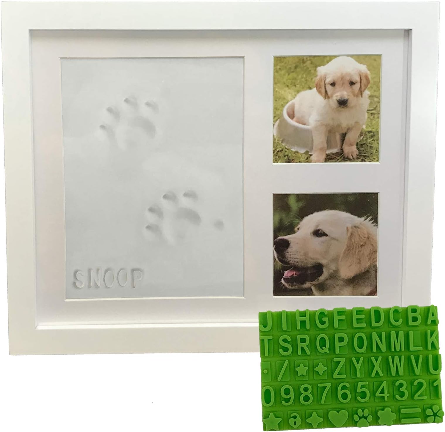 Ultimate Dog or Cat Pet Pawprint Keepsake Kit & Picture Frame - Photo Frame, Clay Mold, & Bonus Stencil Makes a Personalized Gift for Pet Lovers and Memorials