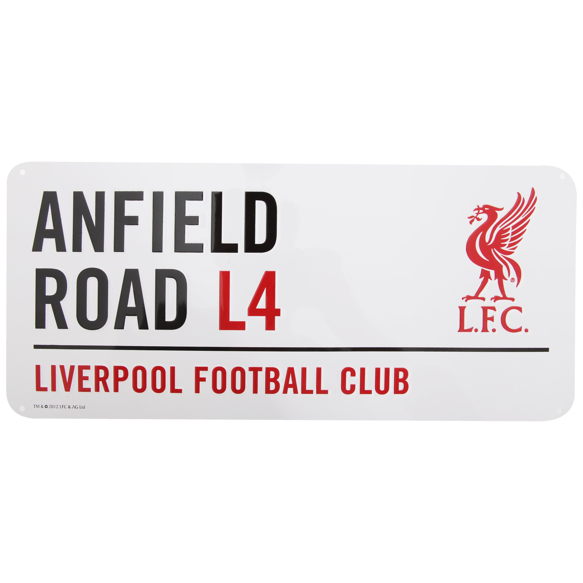Liverpool F.c. White Liverpool Fc Official Anfield Road Football Crest Street Sign (One Size) (White/Black/Red)