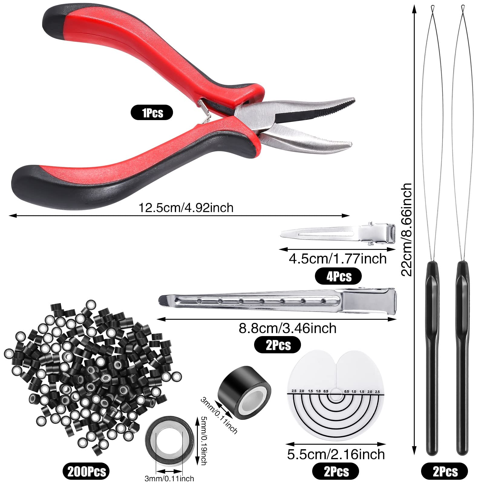 Loopnaald van hout of plastic voor plaatsen hairextensions