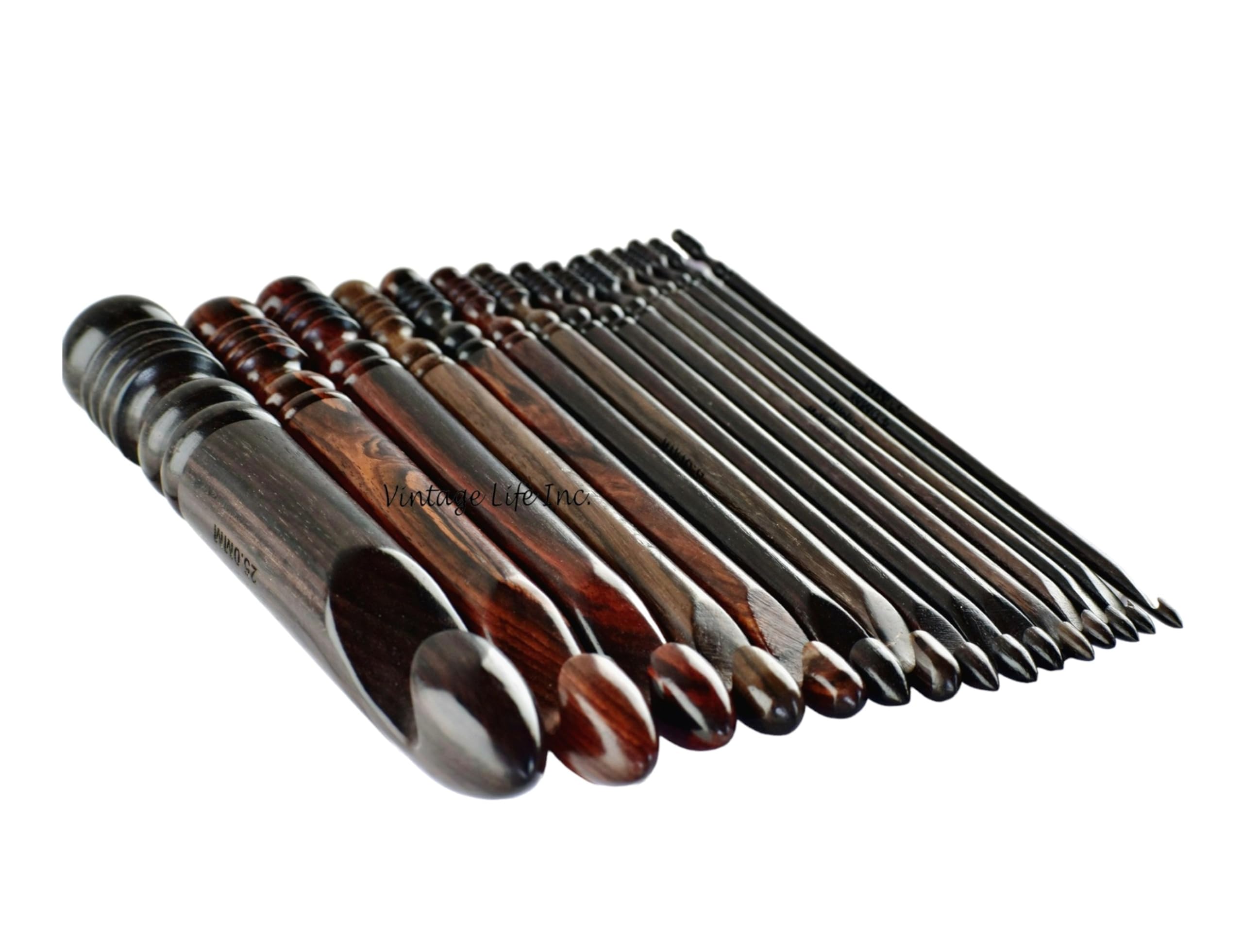 Ergonomisches Palisanderholz Häkelhaken Set – 15 Größen von 3,5–25 mm, Handgefertigte Rosewood Häkelhaken, Glatt & Leicht, Haken-Set ohne Zubehör