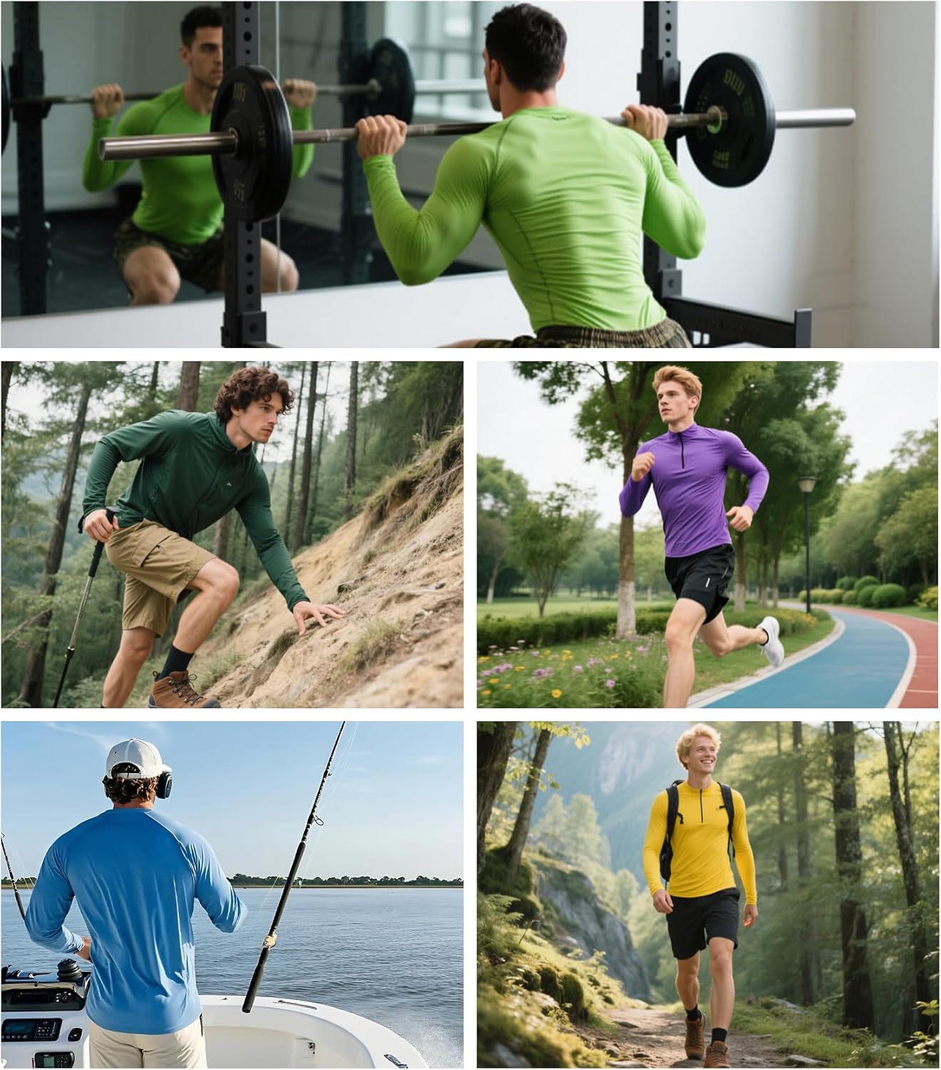 Men's Tall Rash Guard Long Sleeve T Shirts - UPF 50+ Sun Protection Tee Shirt for Fishing, Swim, Hiking - Image 4