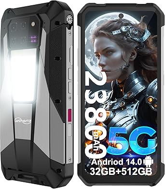 هاتف ذكي قوي Tank 3 Pro، هاتف محمول يعمل بنظام Android 14 5G مع جهاز عرض، ذاكرة وصول عشوائي سعتها 32 جيجابايت + ذاكرة قراءة فقط سعتها 512 جيجابايت، هواتف محمولة خارجية مقاومة للماء مقاس 6.79 بوصة، 23800 مللي أمبير/OTG/GPS، يدعم T-Mobile وVerizon فقط