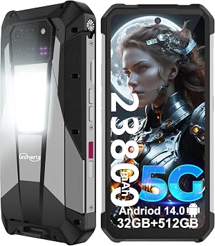 هاتف ذكي قوي Tank 3 Pro، هاتف محمول يعمل بنظام Android 14 5G مع جهاز عرض، ذاكرة وصول عشوائي سعتها 32 جيجابايت + ذاكرة قراءة فقط سعتها 512 جيجابايت، هواتف محمولة خارجية مقاومة للماء مقاس 6.79 بوصة، 23800 مللي أمبير/OTG/GPS، يدعم T-Mobile وVerizon فقط