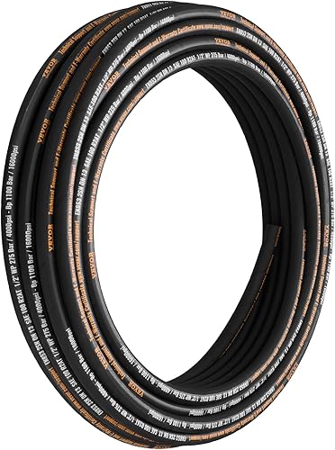 Manguera hidráulica flexible - 1/2" x 100 pies, 4000 PSI, goma con 2 trenza de alambre, -20C a 140C