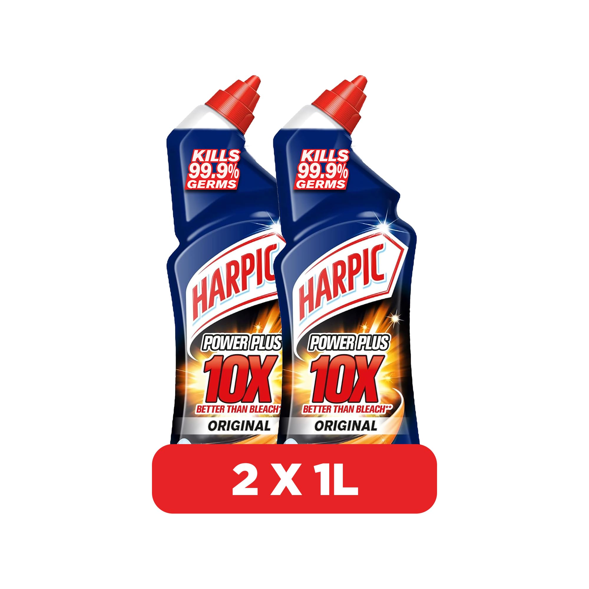 Power Plus Toilet Cleaner, 10X Most Powerful Better Than Bleach, Kills 99.9% Germs, Citrus Fragrance, 1L, Pack of 2
