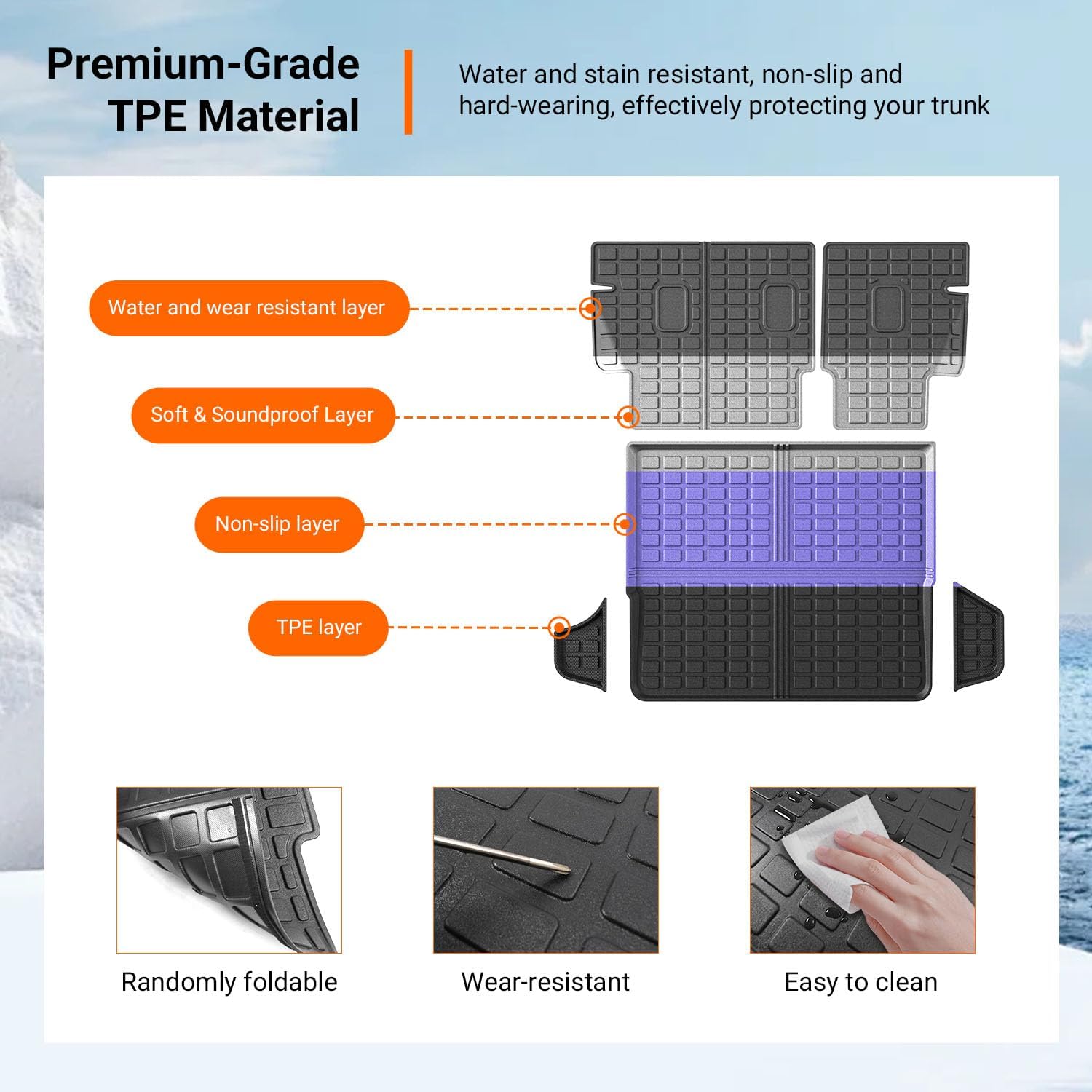 powoq Cargo Mat Compatible with 2018-2024 Chevrolet Equinox GMC Terrain Trunk Mat Backrest Trunk Liner TPE Cargo Liner Replacement for 2018-2024 Chevy Equinox GMC Terrain Accessories - Image 5