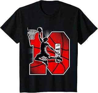 10 Year Old Basketball Theme 10th Birthday Slam Dunk Party T-Shirt