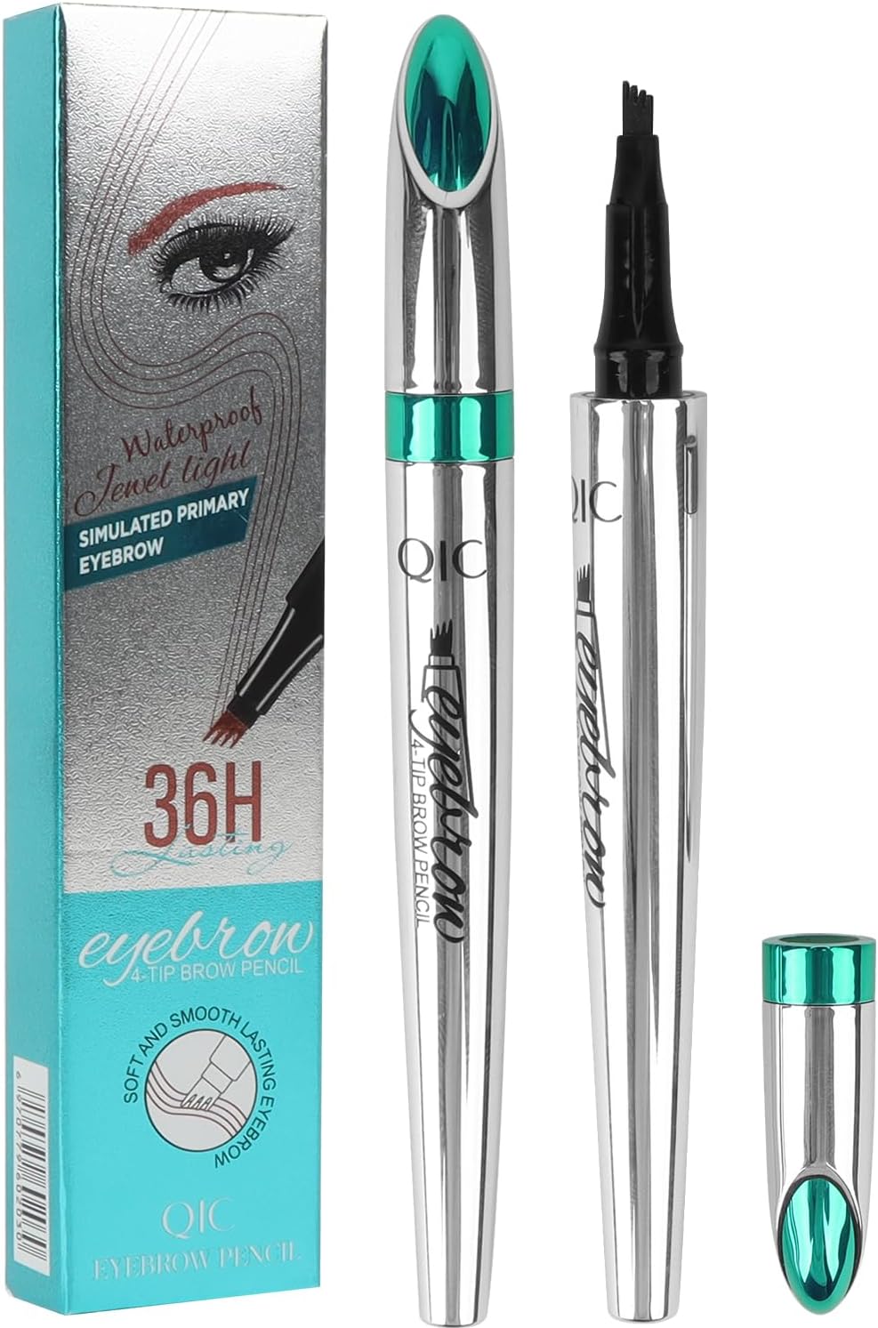 Japanese Style 4-Point Eyebrow Pen, Micro-Fork Tip Brow Pencil in Light Coffee for Natural Hair-Like Brows