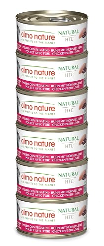 Almo Nature HFC Natural - Comida Húmeda para Gatos - Pollo e Hígado - 70 g x 6 Latas