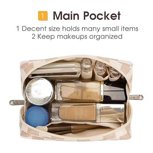 Miniatura 142 de Narwey Cute Cheetah Makeup Bag Travel Cosmetic Bag Organizer Toiletry Bag Make Up Bags with Compartments for Women Girls (Large, Black Leopard)